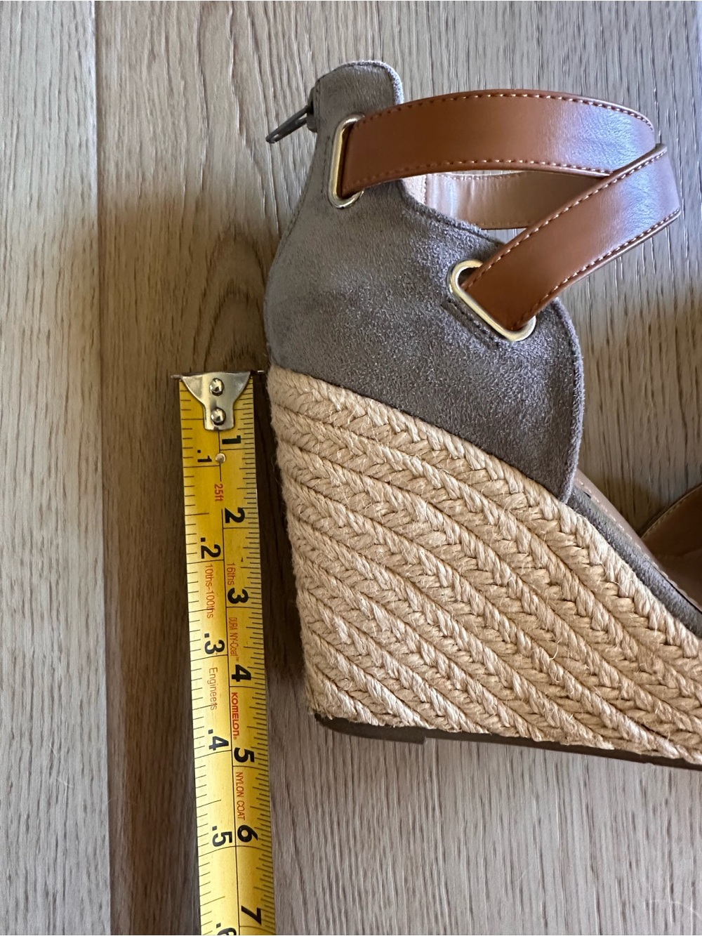 ⭐️LAST CHANCE⭐️ Cap Toe Suede Espadrille Wedges in Light Gray & Tan Size 5 - Picture 12 of 12
